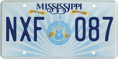 MS license plate NXF087