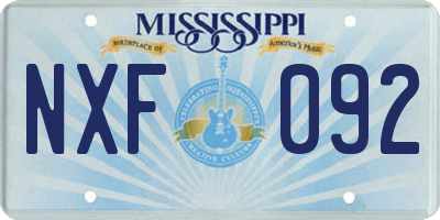MS license plate NXF092