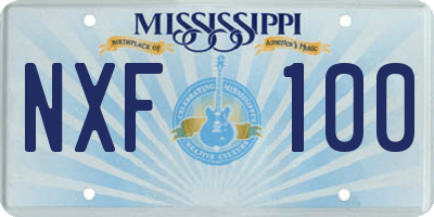 MS license plate NXF100