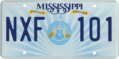 MS license plate NXF101