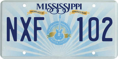 MS license plate NXF102
