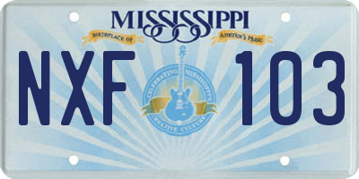 MS license plate NXF103