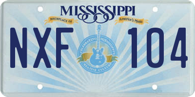 MS license plate NXF104