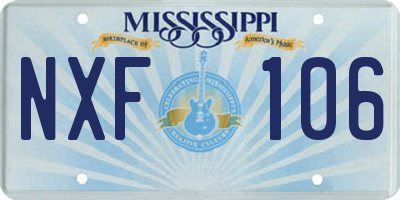MS license plate NXF106