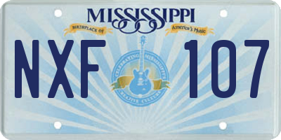 MS license plate NXF107