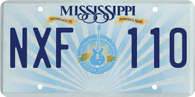 MS license plate NXF110