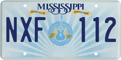 MS license plate NXF112
