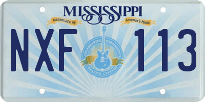 MS license plate NXF113