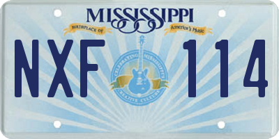 MS license plate NXF114