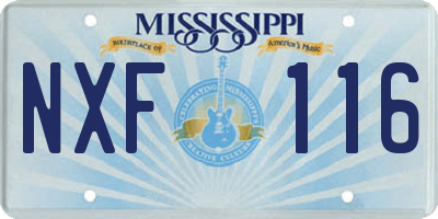 MS license plate NXF116