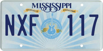 MS license plate NXF117