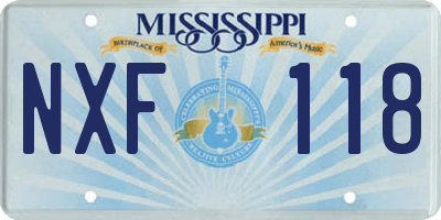 MS license plate NXF118