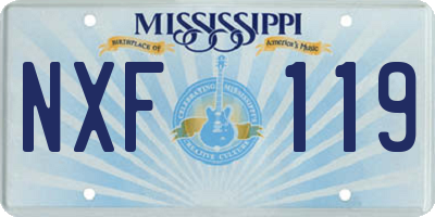 MS license plate NXF119