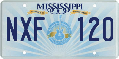 MS license plate NXF120