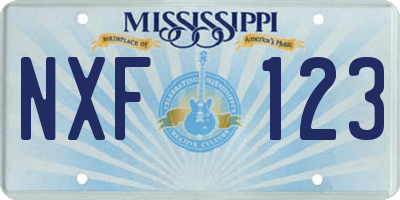 MS license plate NXF123