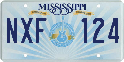 MS license plate NXF124