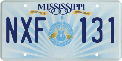 MS license plate NXF131