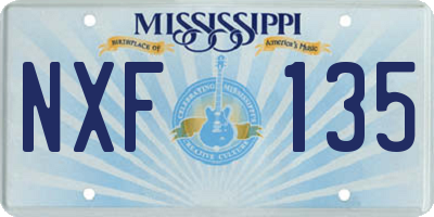 MS license plate NXF135