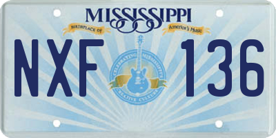 MS license plate NXF136