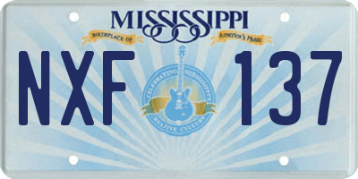 MS license plate NXF137