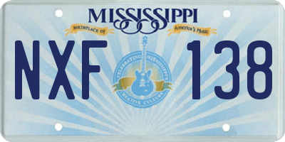 MS license plate NXF138