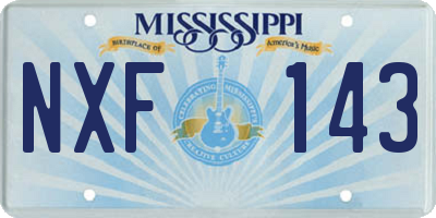 MS license plate NXF143