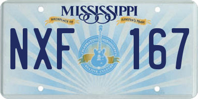 MS license plate NXF167