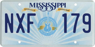 MS license plate NXF179