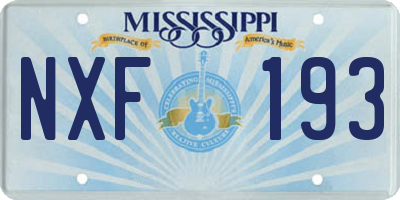 MS license plate NXF193