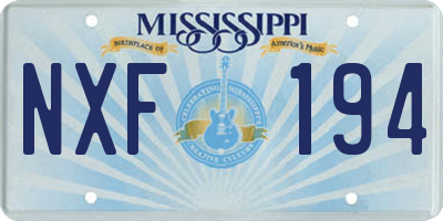 MS license plate NXF194