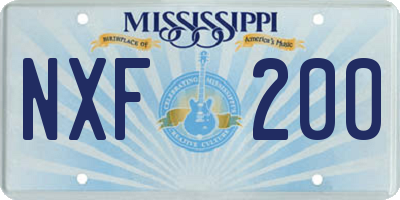 MS license plate NXF200
