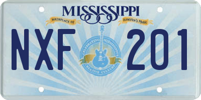MS license plate NXF201