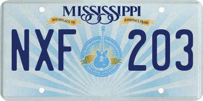 MS license plate NXF203