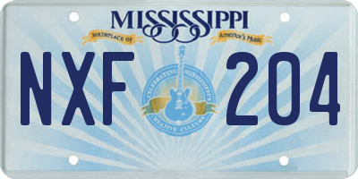 MS license plate NXF204