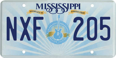 MS license plate NXF205