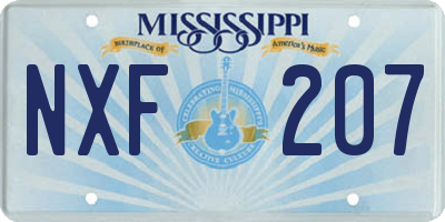 MS license plate NXF207