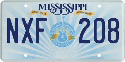 MS license plate NXF208