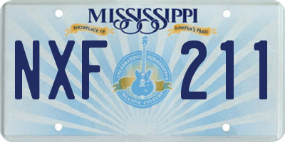 MS license plate NXF211