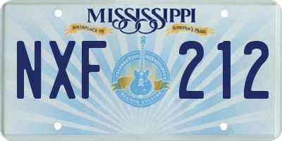 MS license plate NXF212