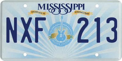 MS license plate NXF213