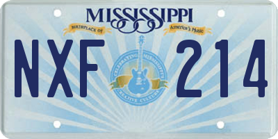 MS license plate NXF214