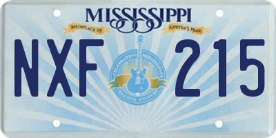 MS license plate NXF215