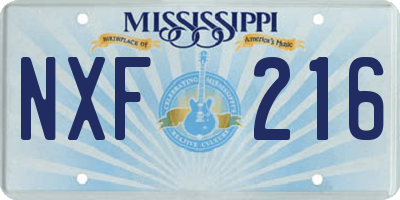 MS license plate NXF216