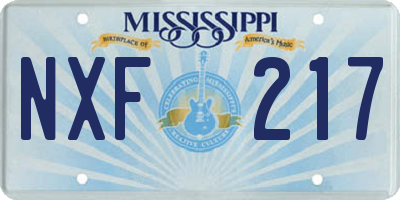 MS license plate NXF217