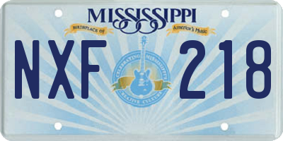 MS license plate NXF218