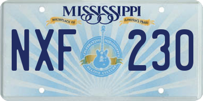 MS license plate NXF230