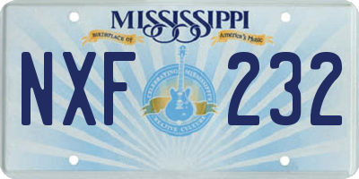 MS license plate NXF232