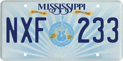 MS license plate NXF233