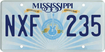 MS license plate NXF235