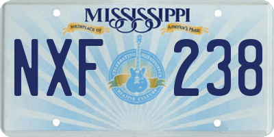 MS license plate NXF238